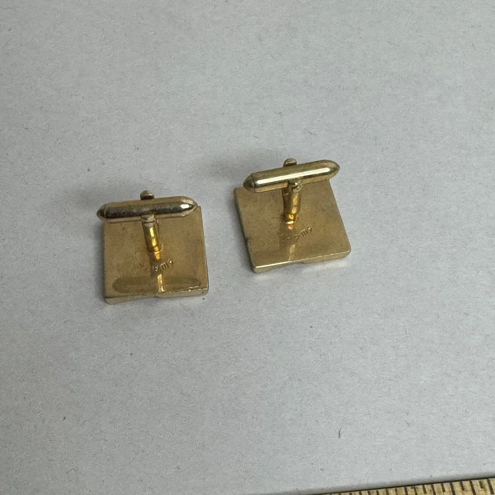 Vintage Swank Gold-Tone Square Art Deco Geometric Cufflinks Mens Accessory